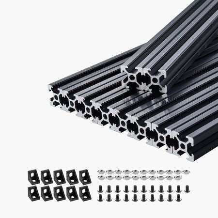 10PCS 39.4in (1000mm) T Slot 2020 Aluminum Extrusion Profile, European Standard Anodized Linear Rail, High-Strength Extruded Aluminum Rail for 3D Printer, CNC Machine DIY, Laser Engraving, Black