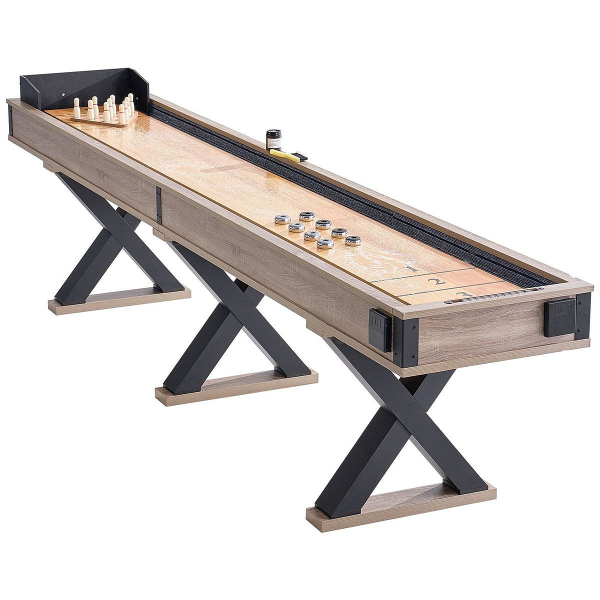 11.5 ft Shuffleboard Table 2 in 1 Shuffleboard and Bowling Combo Game Set