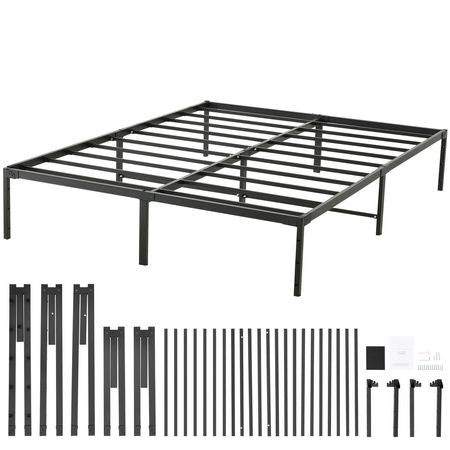 14 Inch Queen Metal Bed Frame Platform, No Box Spring Needed, 1500 lbs Loading Capacity Embedded Heavy Duty Mattress Foundation with Steel Slat Support, Easy Assembly, Noise Free