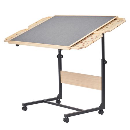 1500 Piece Puzzle Table with Legs, 4 Drawers and Cover, 34x25 in Portable Wooden Board with Wheels, Jigsaw Puzzle Accessories for Adults, Adjustable Height & 5-Tilting-Angle, Gift for Mom