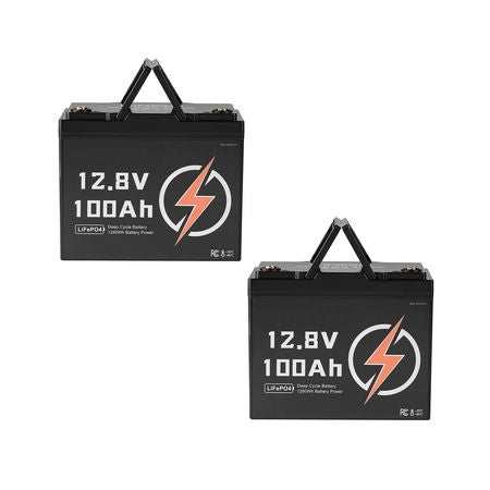 2 Pack 12V 100Ah LiFePO4 Battery, Up to 15000 Cycles, Deep Cycle Lithium Iron Phosphate Battery with Built-in BMS, Low Temp Protection, 10 Years Lifetime, for Solar Off-Grid Home Energy Storage