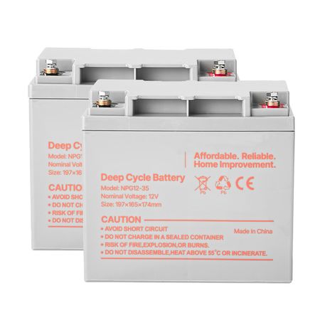 2 Pack 12V 35Ah Deep Cycle Battery, Sealed AGM Technology, Rechargeable Lead Acid AGM Battery, Backup Replacement for Scooters, Mobility Wheelchair, Solar System Off-Grid Home Energy Storage