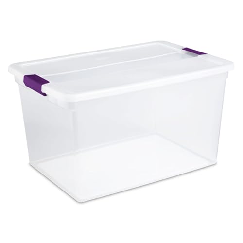 Sterilite 66 Qt ClearView Latch Storage Box, Stackable Bin with Latching Lid, Organize Clothes, Blankets, Items in Closet, Clear Base and Lid, 12-Pack - size: 12 Pack, style: 66 Quart