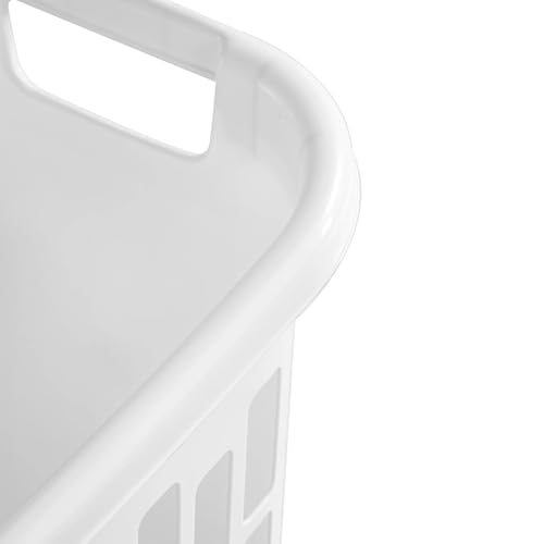 Rectangular Open Plastic Hamper, Large White Plastic Laundry Hamper,for Narrow Spaces, Bedroom, Bathroom, Closet or Dorm Us