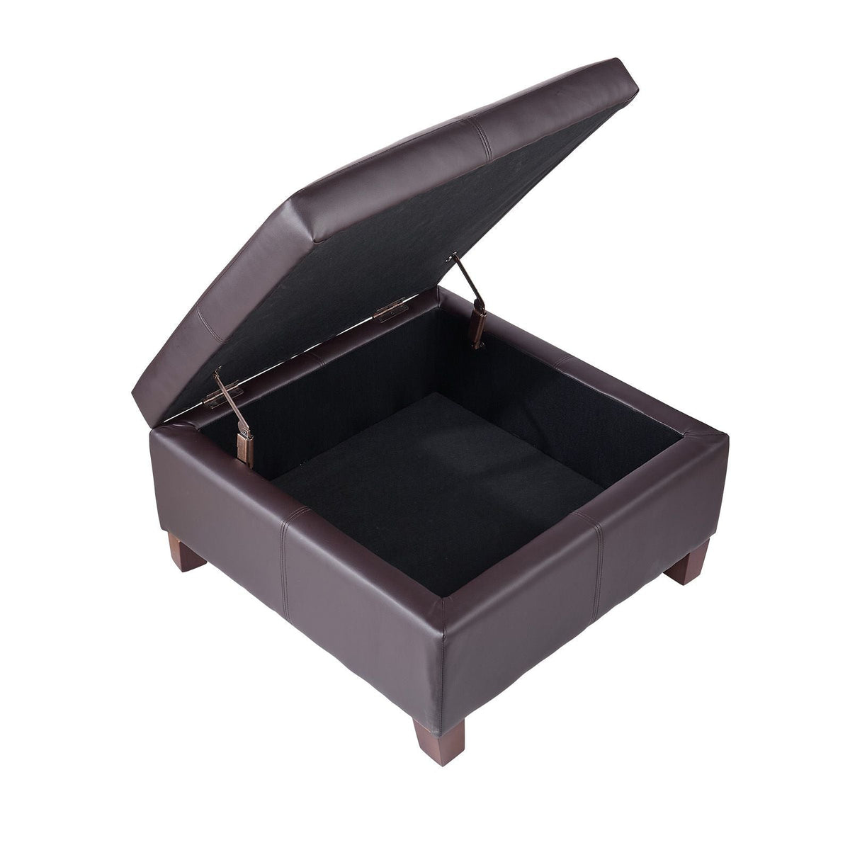 28 in Square Leather Ottoman with Storage, Upholstered Tufted Button Coffee Table Ottoman with Flip-Top Design, PU Leather High-Density Sponge for Living Room, Dorm, Bedroom, Dark Brown