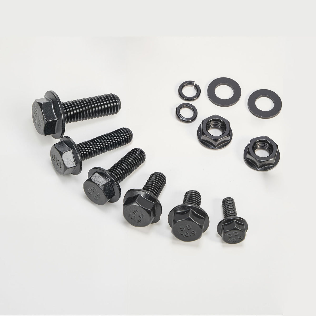 280 Pcs Bolts and Nuts Assortment Kit, Metric Machine Screws and Flat Washers, Alloy Steel M6/M8/M10 Multiple Size, for Furniture / Equipment Assembly, Vehicle Grade 10.9 Black, with Case