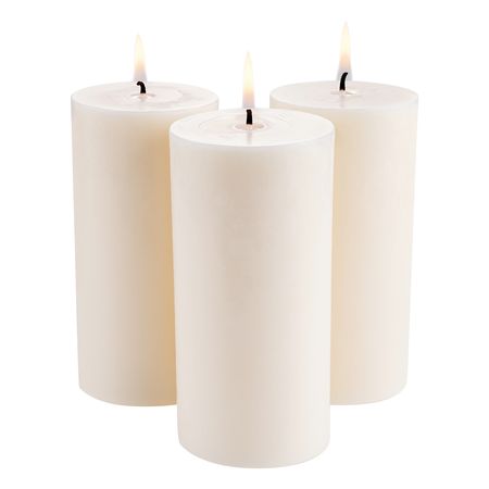 3 Pack White Unscented Pillar Candles, 65 Hours Long Burning Pillar Candle, 3 x 6 Inch Smokeless Unscented Candles, Natural Palm Wax Candles for Home, Weddings, Christmas, White