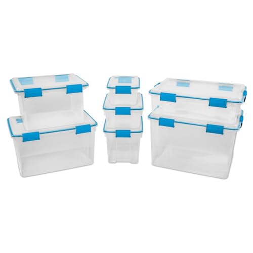 Sterilite 8-Pack Gasket Box, Weather-Resistant Storage Bins with Latching Lids, 80 Quart - Heavy-Duty Organizing Containers for Closet, Bathroom, and Office - size: 80 Quart, style: 8 Pack