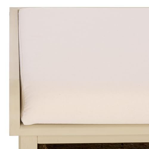 SAFAVIEH Home Collection – Lonan Sand Storage Bench with Seat Cushion, 3 Basket Drawers, Coastal Farmhouse Entryway Design (AMH5733G) - color: Sand