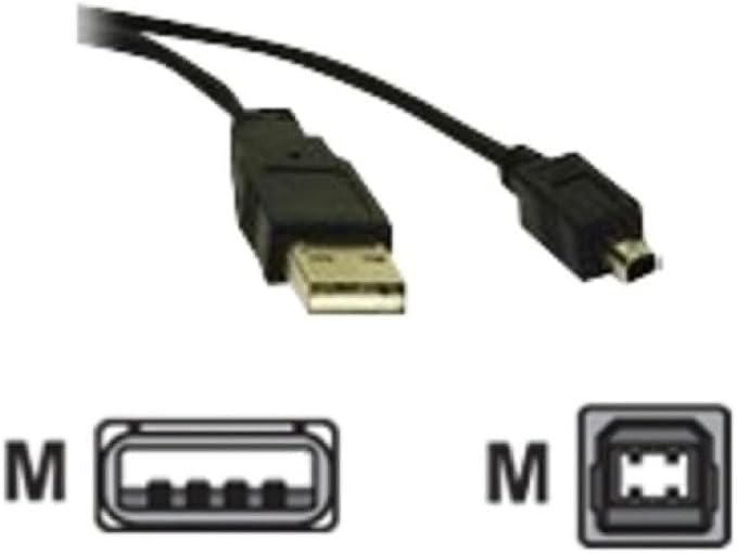 Master Cables Replacement Mini 4 PIN USB Type A (M) - 4 PIN USB Type B (M) Cable. Compatible with Suitable for Many Sony Kodak Olympus Mitsumi and Epson Devices