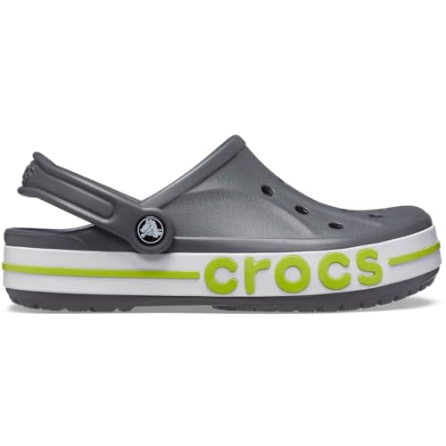 Crocs Unisex-Adult Bayaband Clogs, Slate Grey/Lime Punch, 4 Men/6 Women