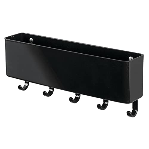 mDesign Mail, Letter Holder, Key Rack Organizer for Entryway, Kitchen - Wall Mount, Black - color: Black