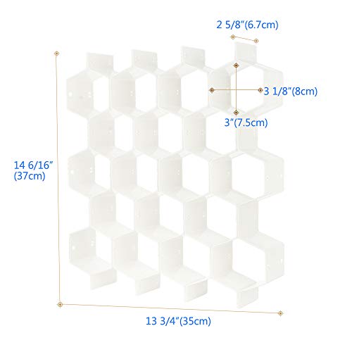 Poeland Drawer Divider Organizer Adjustable DIY Grid Honeycomb Drawer Divider for Underwear Belt Scarf Socks White - color: White