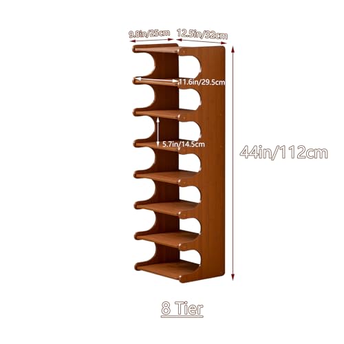 Tall Narrow Solid Wood Shoe Rack, 8 Tier Vertical Shoe Storage Tower, Freestanding Corner Organizer for Small Entryways, Slim Space-Saving Shoe Rack (12.6" L x 9.84" W x 44.1" H) - size: 8layers 44.1"h