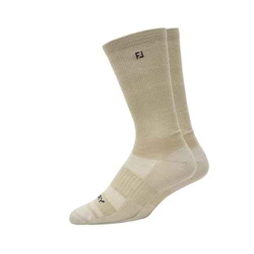 FootJoy Men's ProDry Lightweight Crew Socks, Driftwood, Fits-Shoe Size 7-12