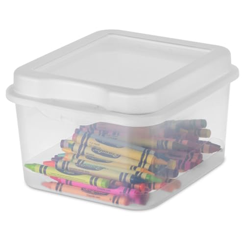Sterilite 12-Pack FlipTop Stackable Square Small Storage Bin with Hinging Lid, Clear - size: 1.5 Cubic Feet, style: 12 Pack
