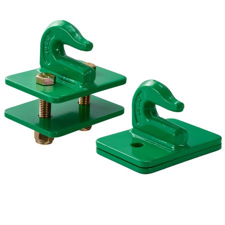 3/8" Tractor Bucket Hooks Grade 70 Forged Steel 2 Pack Bolt On Grab Hooks Heavy Duty Mount With Backer Plate, Maximum Break Strength 15,000 Lbs, Compatible For Tractor Bucket, Rv, Pickup, Truck