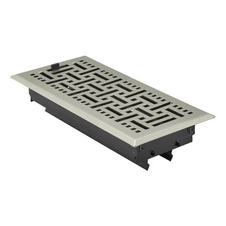 4 x 10 Inch Floor Registers, 2-Pack Vent Grilles, HVAC Heavy-Duty Walkable Iron Floor Vents, Easily Adjustable Rust-Proof Air Vents Deflector with Metal Damper, for Home & Office, Nickel-Plated