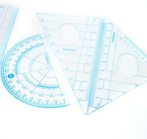 LABANCA 8 Pcs Compass Set with Protractor for Math Geometry Set Drawing Compass, Rulers, Pencil, Eraser Blue