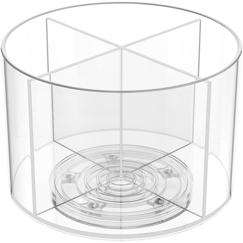 Divided Drink Packet Organizer, Rotating Turntable Organizer, Clear Lazy Susan for Powdered Drink Mix, Water Drink Packet Holder - size: 1 Pack - 4 Section 6.1in