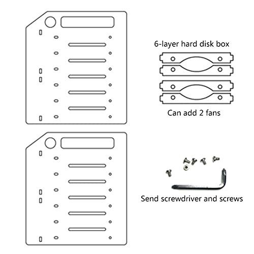 Hard Drive Bay Holder 3.5'' Multi-Layers Hard Disk Bracket HDD Mounting Bracket Kit, Transparent Mechanical Hard Disk Box Storage Organizer Case Rack with Cooling Fan Space (6 Layers) - style: 6 Layers