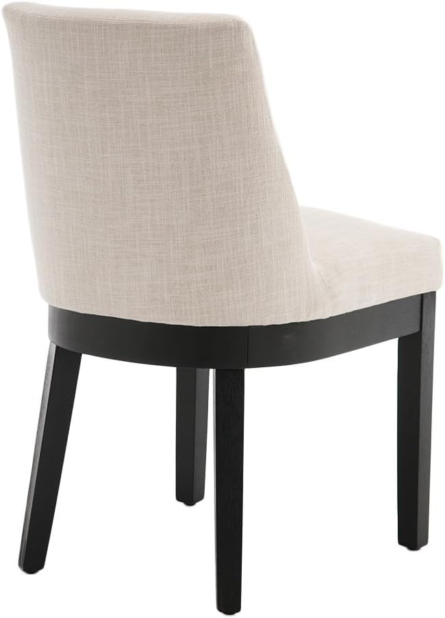 Modern Dining Chairs Set of 4 Comfortable Dining Room Chairs with Back, Linen Fabric Upholstered Kitchen Side Chairs with Black Wood Legs for Living Room, Beige