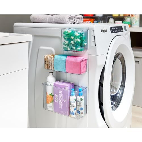 iDesign Magnetic Medium Clear Plastic Organizer Bins for Laundry Room Storage - 4-Pack - size: Medium, style: Pack of 4