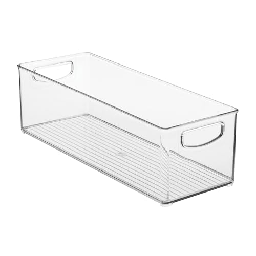 iDesign Plastic Stackable Pantry Bin with Handles for Cabinets or Fridge, Clear, Made in USA - style: Pack of 1