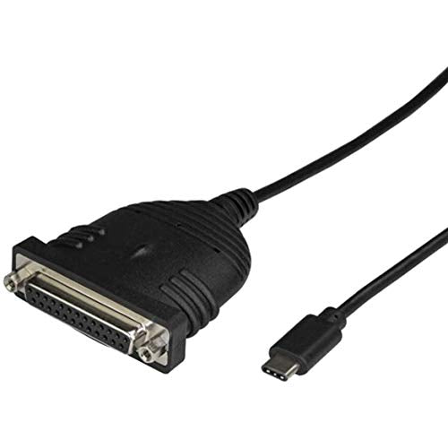 StarTech.com USB C to Parallel Printer Cable - DB25 Female Port for IEEE1284 Printers - Bus Powered - Printer Cable Adapter - USB to DB25 (ICUSBCPLLD25), Black, 6ft