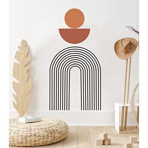 Large Boho Arch Wall Art Murals - Modern Peel and Stick Terracotta Decals for Bedroom, Living Room, Office