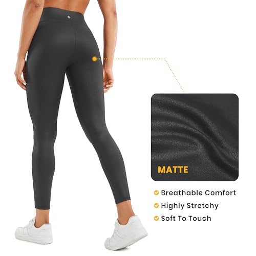 CRZ YOGA No Front Seam Faux Leather Leggings 25'' - Butterluxe Matte High Waist Stretch Tights Womens Pleather Pants