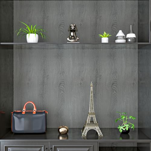 VaryPaper Rustic Grey Wood Contact Paper 15.7"x78.7" Wood Wallpaper Peel and Stick Countertops Waterproof Self Adhesive Wood Vinyl Wrap Removable Wallpaper for Cabinets Desk Counter Top Stick Paper