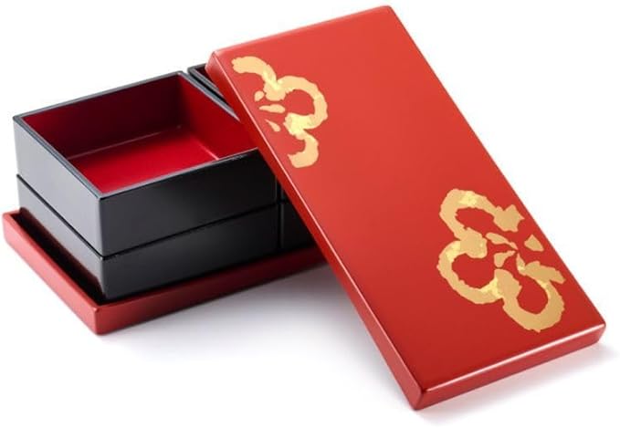 Japanese Bento Box Plum Lunch Container 2-tier Jubako Lacquerware Japan