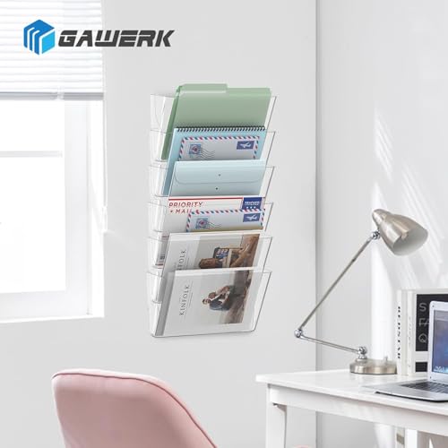 Gawerk Clear Acrylic Single Pocket, Plastic Hanging Wall Mount File Holder for Office Home (Clear, 3 Pack) - color: Clear, size: 3 Pack