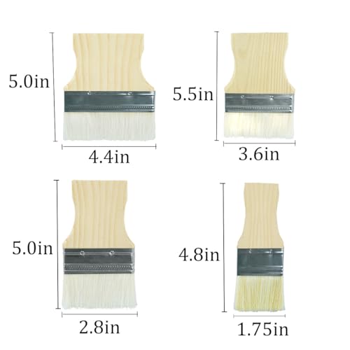 Flat Paddle Paint Brush Wide with Poplar Handle Art Paint Brush 2/3/4/5 inch for Oil and Acrylic Paints