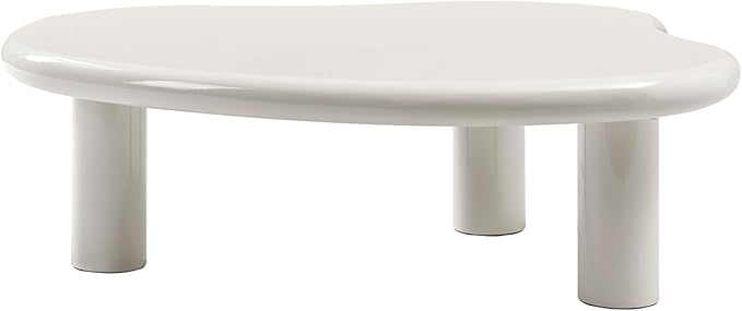 HULALA HOME Modern Cloud-Inspired Coffee Table with Asymmetrical Lacquered Top, Adjustable Legs & Rounded Corners, 50.5”W Contemporary Center Table for Living Room/Office, Holds 110 LBS, Easy Assembly