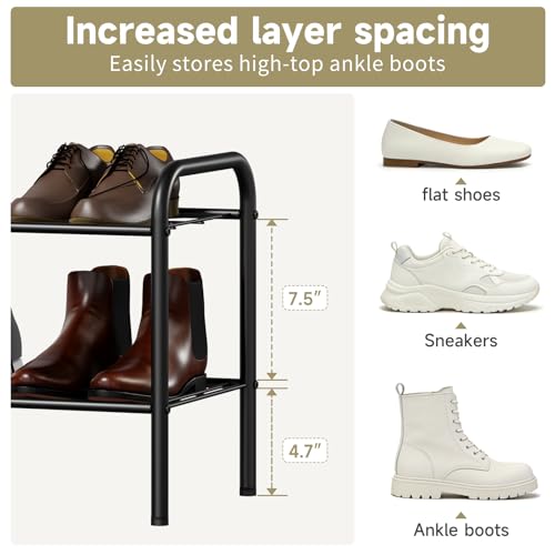 Shoe Rack,Long Shoe Organizer for Closet,Wide Shoe Storage for Entryway, 2 Tier Sturdy Metal Free Standing Shoe Shelf - size: 2-tier