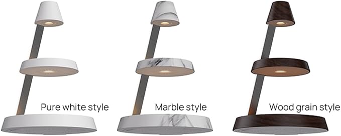 Magnetic Wireless Charger 3 in 1 Tower Standing Upright Double Layer Night Light High-Power Convenient Compatible with Cellphones/Wireless Earbuds/Apple Watch (Marble Style)