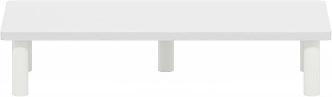 Furinno TURN-N-TUBE Monitor Stand Riser, 23.6"W Rectangle Monitor Riser, Toolless Laptop Stand for Desk, Office Desk Accessories, Desk Organizers and Accessories, For Study Room, Dorm, Plain White