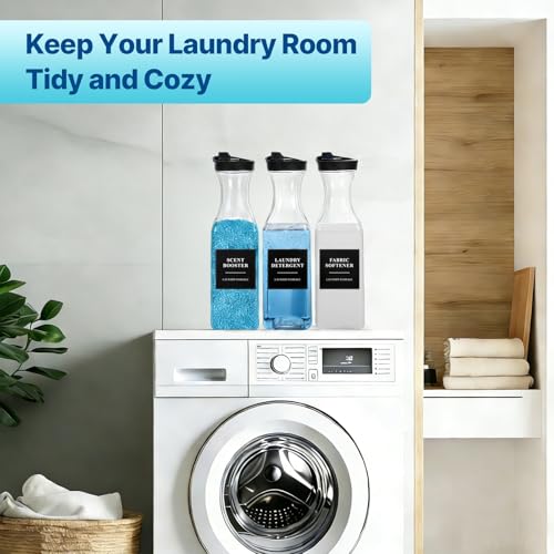 2 Pack Laundry Detergent Dispenser, Laundry Soap & Fabric Softener Dispenser, 54oz Laundry Detergent Containers, Laundry Room Organization and Storage Plastic Bottle for Scent Booster, Powder, Bleach - size: 2 Pack