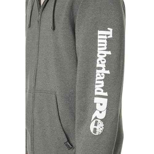 Timberland PRO Men's Hood Honcho Sport Full-Zip Hooded Sweatshirt, Dark Charcoal Heather/White, 2X-Large Tall