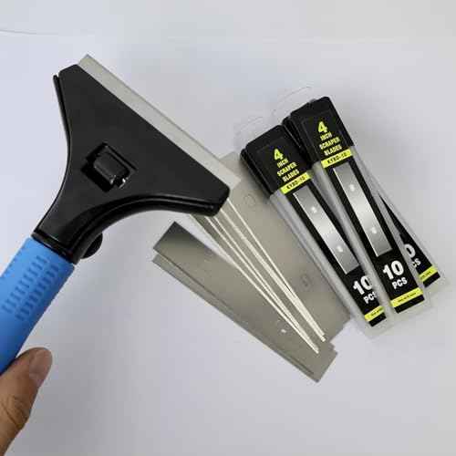 4" Scraper Razor Blades, 4 inch Scraper Blades Refills, 50 PCS(5 Box) Replacement Stainless Steel Blades to Remove Labels, Decals, Stickers, Wallpaper Adhesive Vinyls, etc.
