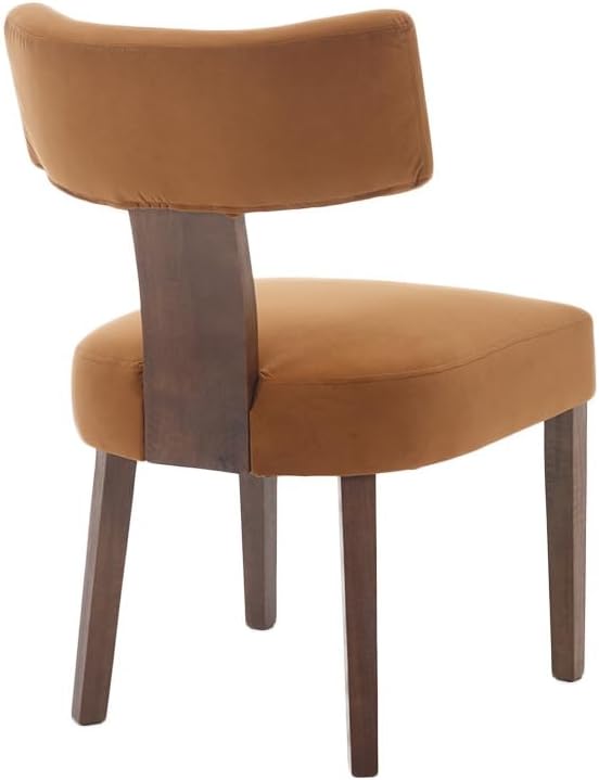 Velvet Dining Chairs Set of 6 Modern Dining Chair with Wood Legs, Upholstered Dining Chairs for Dining Room, Kitchen, Vanity, Living Room, Yellow Brown