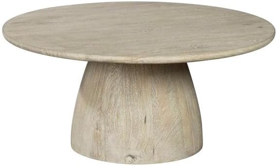 Hekman Round Coffee Table - Solid Wood Centerpiece with Pedestal Base, Round Slab Top, WoodenTable for Living Room, Modern Circle Stand for Lounge, Farmhouse, or Vintage Décor, Living Room Furniture