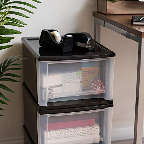 IRIS USA 17 Qt. Medium Plastic Stacking Drawer, Stackable Storage Organizer Unit with Sliding Drawer for Bedroom Kitchen Under Sink Pantry Craft Room Dorm Office, Black, 4-Pack - size: 17 Qt - 4 Pack