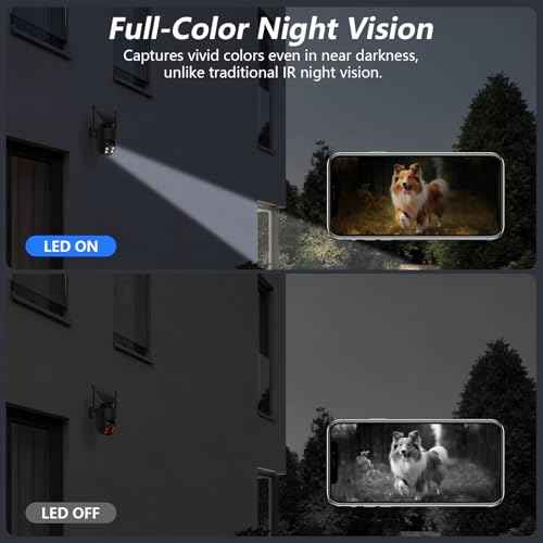 GALAYOU Solar Camera Outdoor Wireless- 2.4GHz WiFi Home Security Cameras with Solar/Battery Powered, Color Night Vision, PIR Sensor, IP65 Waterproof & Easy to Install, Work with Alexa, R1 1P Black