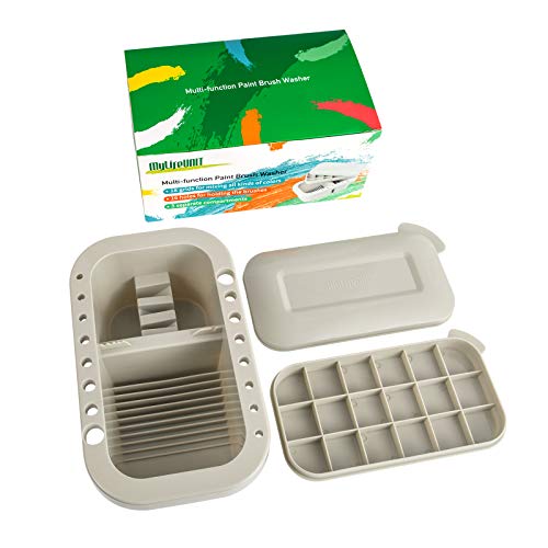 MyLifeUNIT Paint Brush Cleaner, Paint Brush Holder and Organizers with Palette for Acrylic, Watercolor, and Water-Based Paints (Grey) - color: Grey