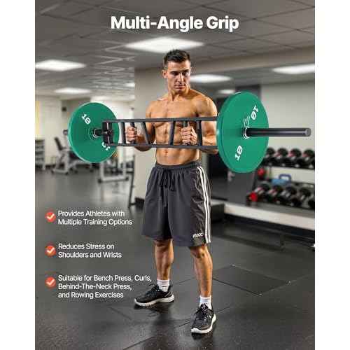 VEVOR Multi-Grip Barbell, 2-inch 3 Positions Swiss Bar, 550 LBS Capacity Heavy Duty Swiss Barbell Training Equipment, with 2 Collars and Knurled Grips, for Home Gym, Support Pressing, Lifting Curls