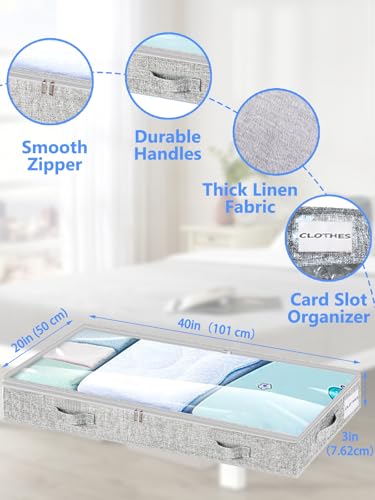 Low Profile Under Bed Storage, 3-Inch High Foldable Underbed Storage Bins with Lid & Zipper, No Structure, Super Slim Clothes Organizer for Crib Dorm Couch Low Bed, 8-Pack, Clear Top - size: 8 Pcs