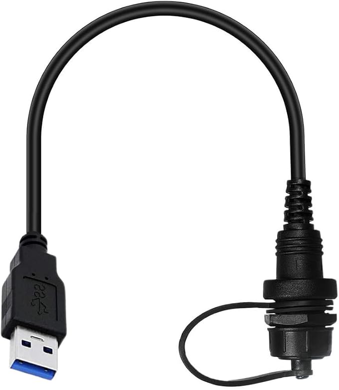 USB 3.0 Flush Mount Cable 1ft Male to Female Extension Dashboard Panel Adapter Extender Cord for Car Truck Boat Motorcycle